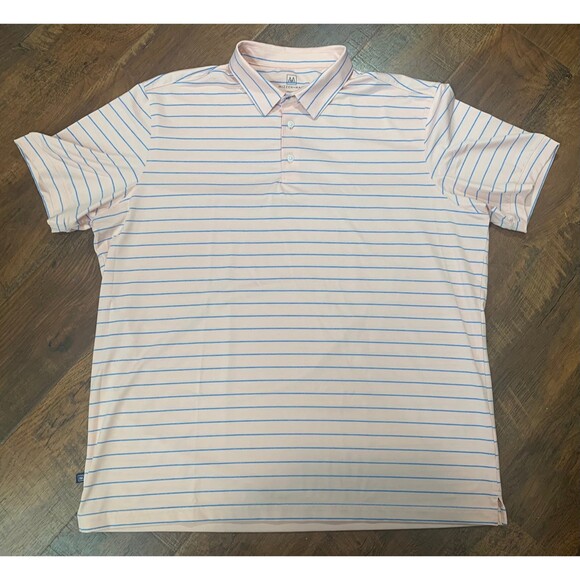Mizzen and Main Versa Polo Peach Blue Horizontal Stripe Men’s size XL - Picture 1 of 4